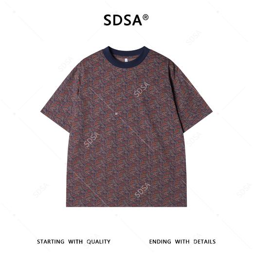 26T212SDSA男装2026新款高贵轻奢时尚撞色满印设计短袖T恤百搭时尚上衣 商品图1