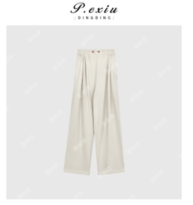 03-3潘依绣丁丁宠粉夏季新款抽绳设计感松紧腰纯色百搭休闲阔腿裤