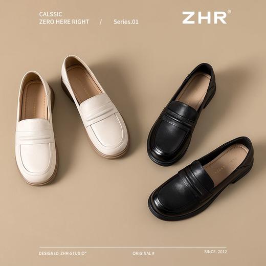 ZHR头层牛皮乐福鞋女2025新款真皮厚底小皮鞋软底单鞋一脚蹬女鞋 商品图1