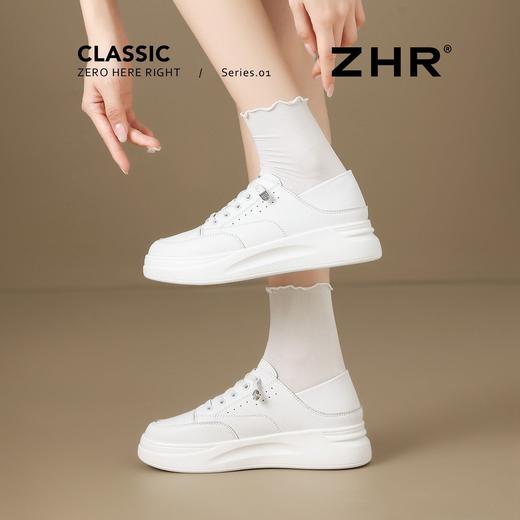 ZHR则则皮面两穿厚底小白鞋女2025春秋新款超软通勤休闲鞋真皮鞋 商品图7