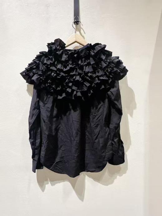 女款褶皱拼接长袖衬衫he 商品图1