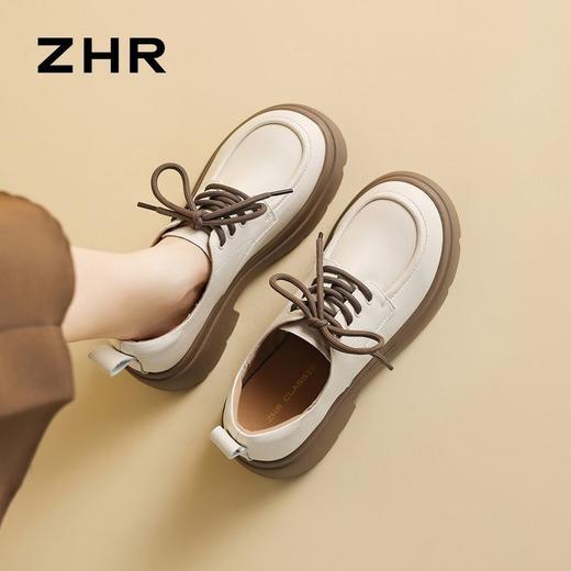 ZHR则则厚底乐福鞋2025秋季新款小皮鞋真皮英伦粗跟软底增高单鞋 商品图0
