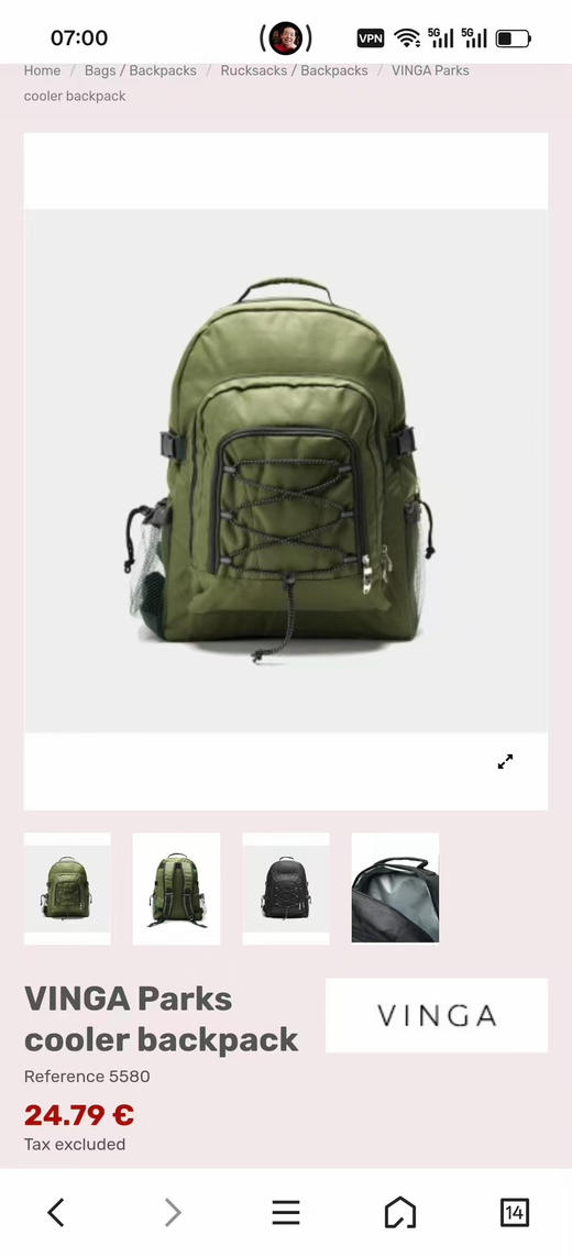 原单正品 Vinga的cooling backpack Parks 34L 双肩包，原价25欧 商品图1