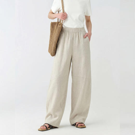 【走路带风】重磅100汗麻裤   会呼吸天然汗麻轻盈肌理感松弛镰刀裤拖拖裤 9912 商品图1