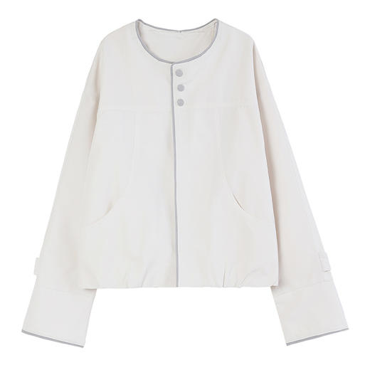 百媚生 时尚圆领女士短外套简约休闲夹克BKXYFS6928 商品图4