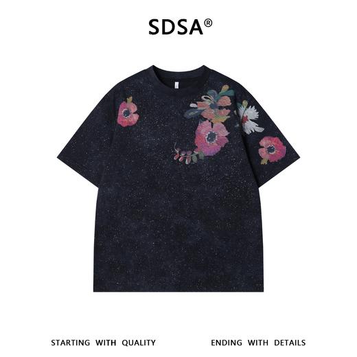 26T153SDSA男装2026新款高贵轻奢潮牌满天星撞色花卉印花圆领短袖T恤 商品图1