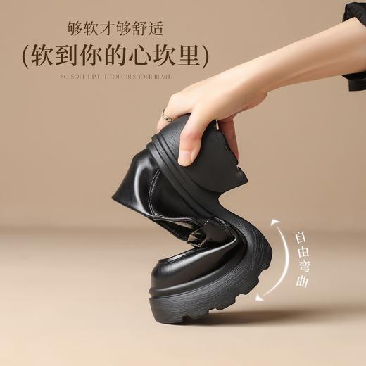 【增高7cm】ZHR则则真皮厚底乐福鞋女2025新款学院风舒适柔软单鞋 商品图5