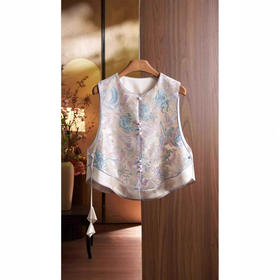 丁摩 新中式马甲女织锦提花国风马夹春秋改良唐装坎肩国潮无袖背心外套6ZF-4940