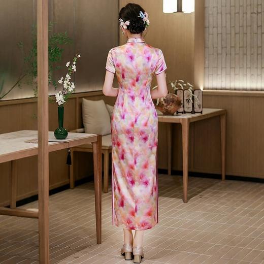 真丝旗袍长款改良中式桑蚕丝修身复古WXG202610 商品图4