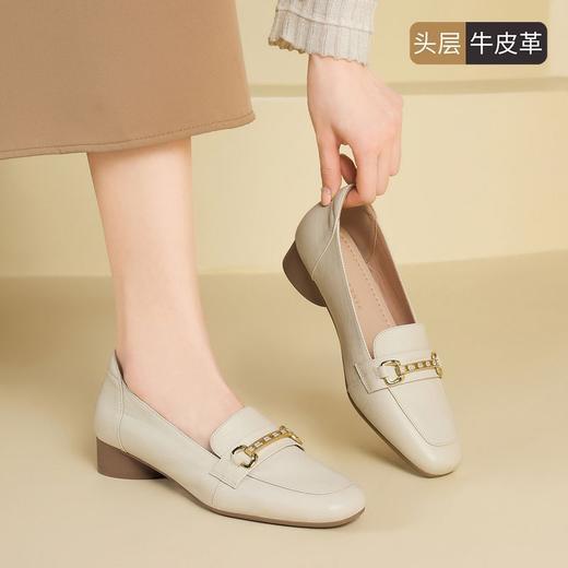 ZHR则则头层牛皮真皮中口粗跟高跟单鞋小皮鞋2025新款通勤一脚蹬 商品图8