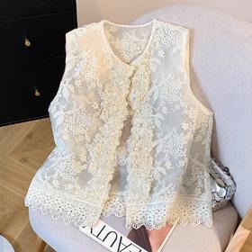 2026新中式重工刺绣亮片蕾丝马甲 上衣新款国风 气质坎肩背心外套女