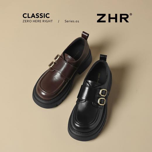 ZHR则则厚底小皮鞋女2025新款英伦风增高单鞋配裙子粗跟JK乐福鞋 商品图7