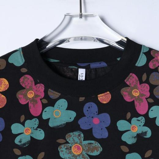 26T140SDSA男装2026新款高贵轻奢时尚简约满印彩色花卉圆领短袖T恤百搭 商品图1