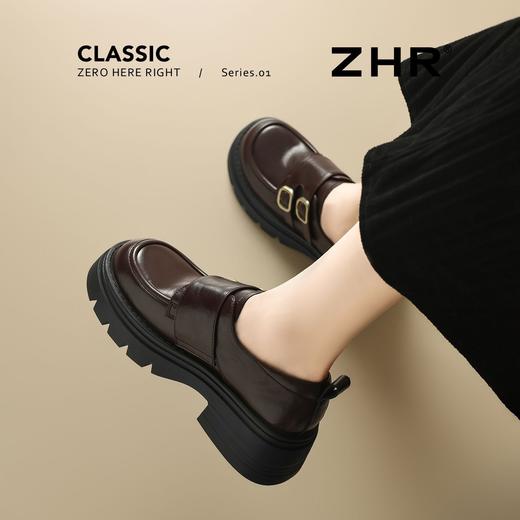 ZHR则则厚底小皮鞋女2025新款英伦风增高单鞋配裙子粗跟JK乐福鞋 商品图4