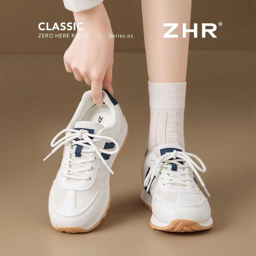 ZHR拼接皮面休闲阿甘鞋女2025新款轻便增高运动鞋超软透气百搭女 商品图2