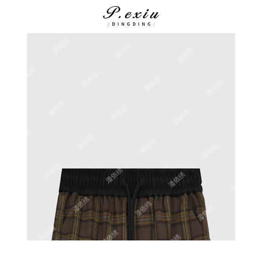 03-3潘依绣丁丁宠粉韩系格子松紧腰长裤休闲裤Q14371 商品图2