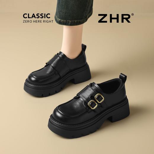 ZHR则则厚底小皮鞋女2025新款英伦风增高单鞋配裙子粗跟JK乐福鞋 商品图8