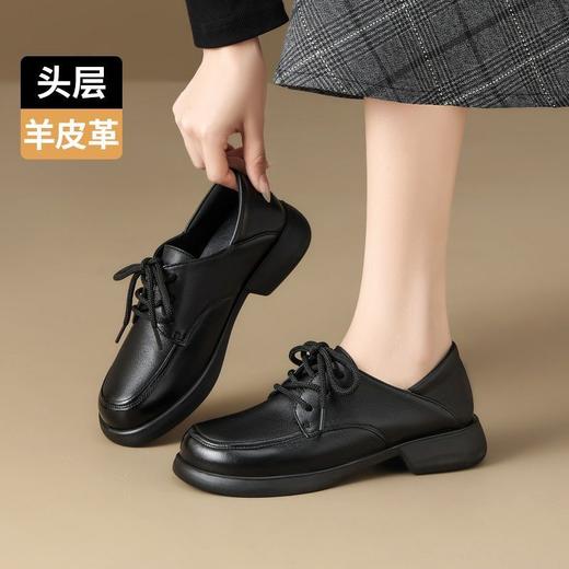 ZHR头层羊皮乐福鞋女软厚底妈妈鞋2025秋季新款英伦风通勤小皮鞋 商品图8