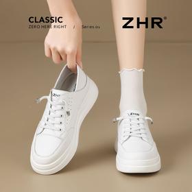 ZHR则则皮面两穿厚底小白鞋女2025春秋新款超软通勤休闲鞋真皮鞋