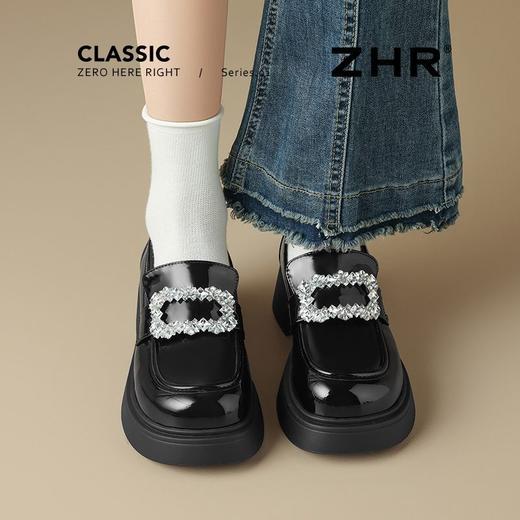 ZHR小个子亮面乐福鞋2025秋季新款皮鞋厚底英伦风增高脚蹬乐福鞋 商品图4