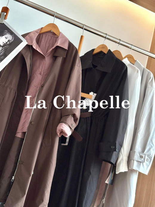 专柜实拍【千元品质】拉夏贝尔/La Chapelle随性慵懒风！翻领抽绳显瘦排扣百搭外套简约高级通勤长款质感风衣 商品图8