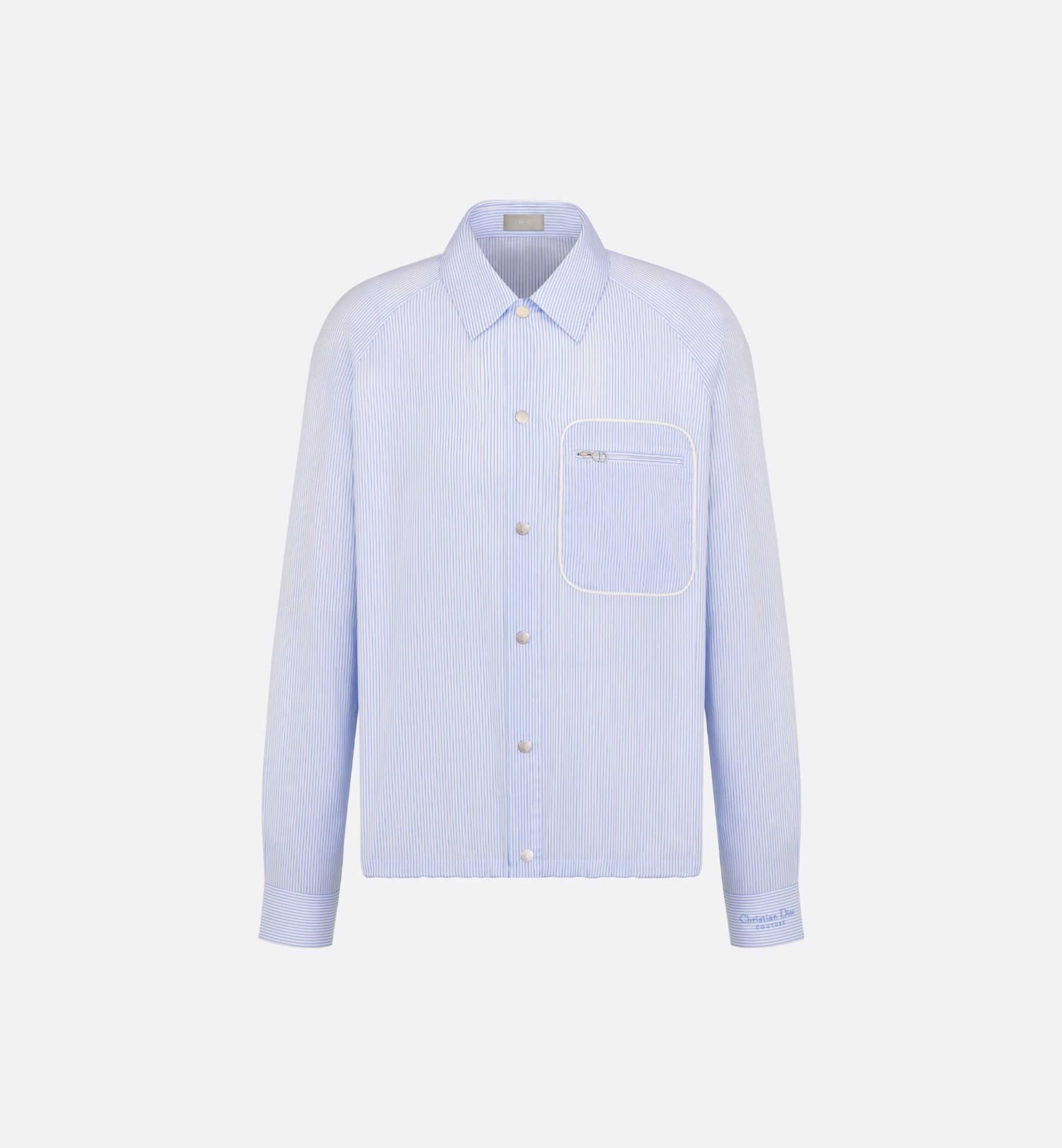 D家新款竖条纹口袋衬衫外套