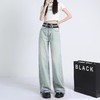 新款浅色高腰阔腿牛仔裤 女2026潮流百搭显瘦宽松设计感直筒裤 百搭设计款浅色裤 商品缩略图1