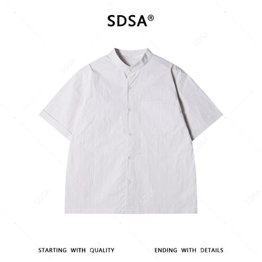 56019SDSA男装2026新款高贵轻奢潮牌简约纯色立领短袖衬衫百搭时尚衬衣 商品图1
