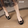 ZHR绒面浅口单线女软底方头奶奶2025新款一脚蹬法式气质豆豆单鞋 商品缩略图6