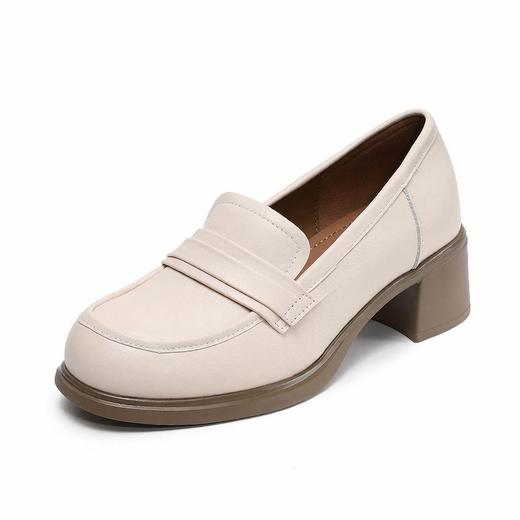 雀说 头层牛皮厚底粗跟乐福单鞋ZM269076 商品图4