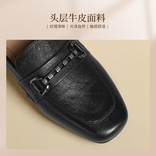 ZHR则则头层牛皮真皮中口粗跟高跟单鞋小皮鞋2025新款通勤一脚蹬 商品图5