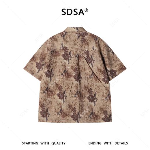 HHC02SDSA男装2026新款高贵轻奢美式复古植物花卉短袖衬衫百搭时尚上衣 商品图4