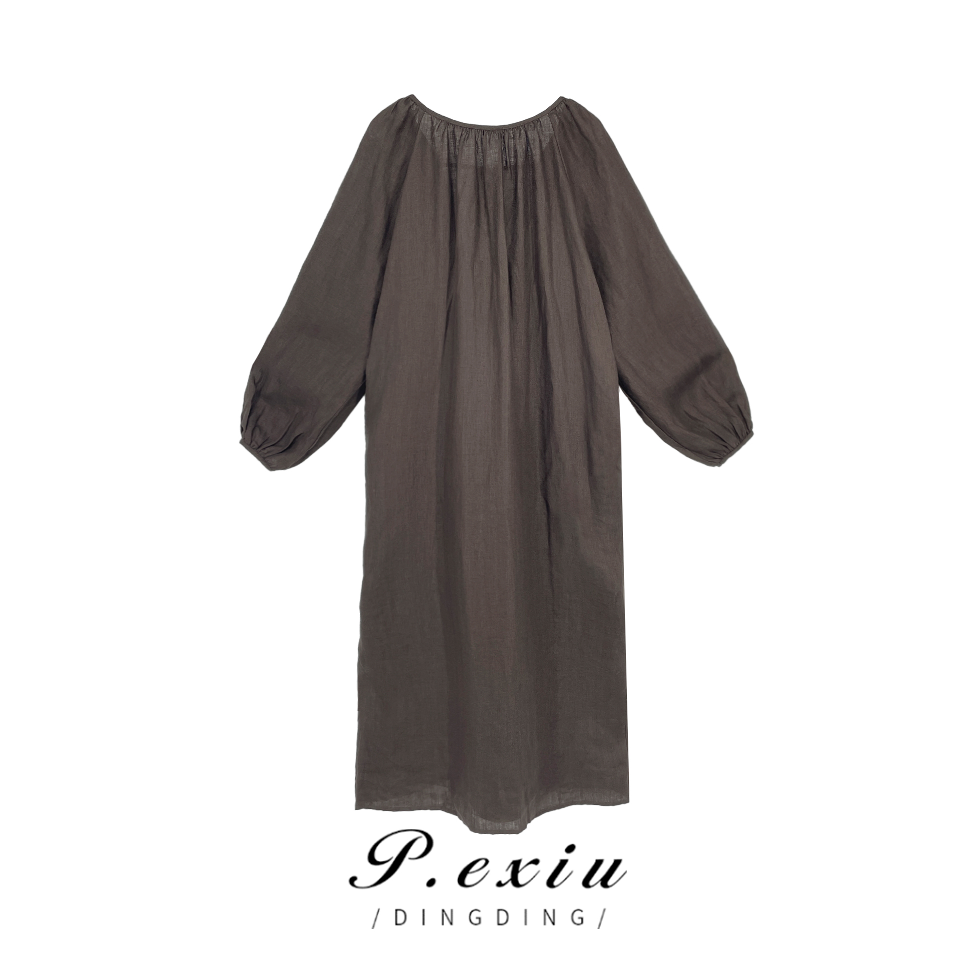 04-8潘依绣丁丁宠粉100%亚麻慵懒松弛感气质中长款连衣裙 W-61243