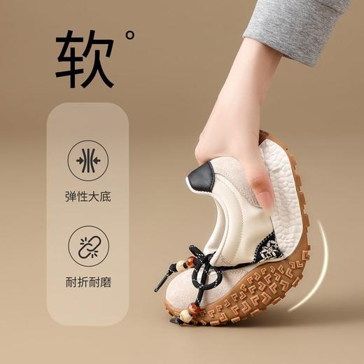 ZHR真皮德训鞋女2025秋季新款百搭复古阿甘鞋软底透气休闲运动鞋 商品图4