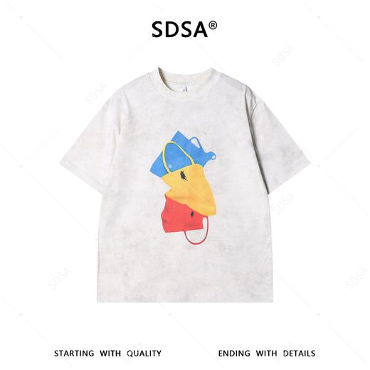 26T201SDSA男装2026新款高贵轻奢美式扎染细闪圆领短袖T恤撞色印花百搭 商品图1