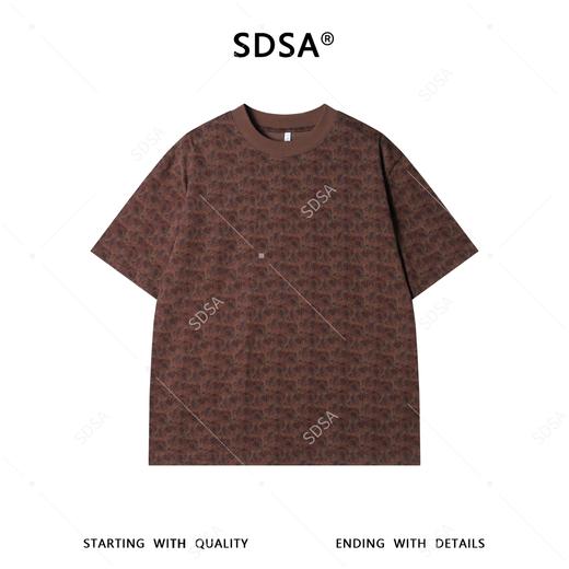 26T197SDSA男装2026新款高贵轻奢美式复古满印撞色圆领短袖T恤百搭时尚 商品图1