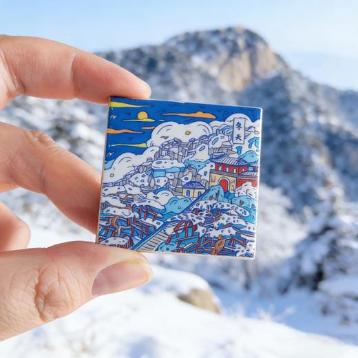 泰山文创泰山风景四季冰箱贴磁吸陶瓷款送朋友礼物送礼佳品 商品图3