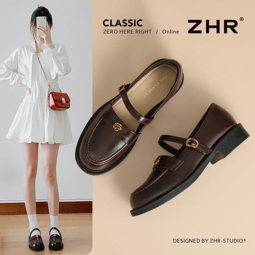 ZHR则则平底乐福鞋女2025新款复古山茶花小皮鞋软底一脚蹬单鞋女 商品图1