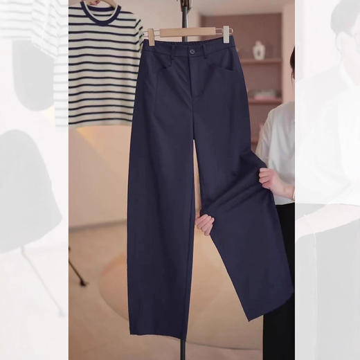 丁摩 藏青色西装弯刀裤女年春秋新款香蕉裤高腰显瘦夏季九分镰刀裤6ZF-932 商品图1