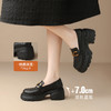 ZHR则则头层牛皮学院风乐福鞋百搭7CM增高小个子粗跟小皮鞋AY308 商品缩略图3