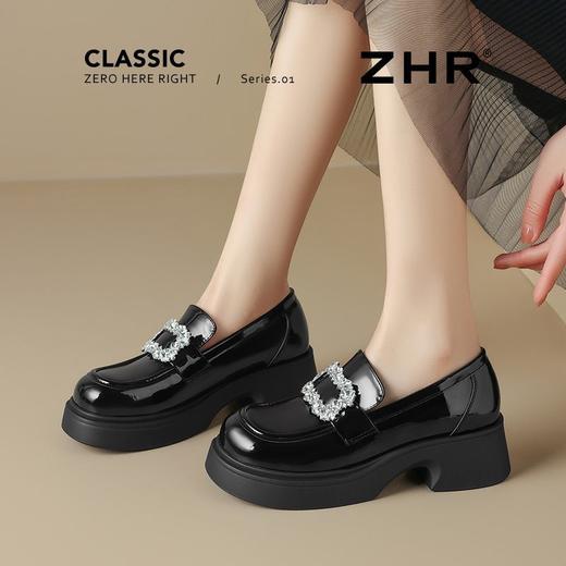ZHR小个子亮面乐福鞋2025秋季新款皮鞋厚底英伦风增高脚蹬乐福鞋 商品图5