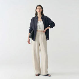 【走路带风】重磅100汗麻裤   会呼吸天然汗麻轻盈肌理感松弛镰刀裤拖拖裤 9912