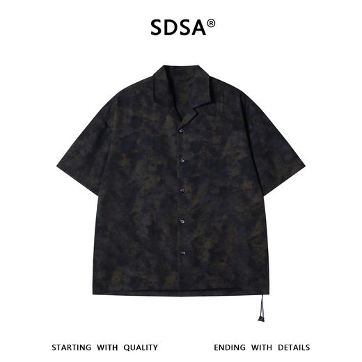 XZ32SDSA男装2026新款高贵轻奢美式褶皱复古扎染短袖衬衫百搭时尚上衣 商品图1