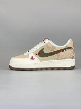 【福利清仓】NIke Air Force 1 '07 Low “马年限定联名——灰白棕”空军一号 大厂纯原品质出货 超高清洁度 皮料切割干净无任何毛边 细节完美