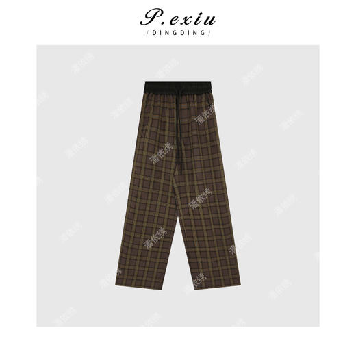 03-3潘依绣丁丁宠粉韩系格子松紧腰长裤休闲裤Q14371 商品图0