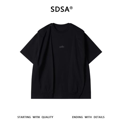 LD809SDSA男装2026新款轻奢韩版简约纯色可拆卸披肩设计圆领短袖T恤 商品图1