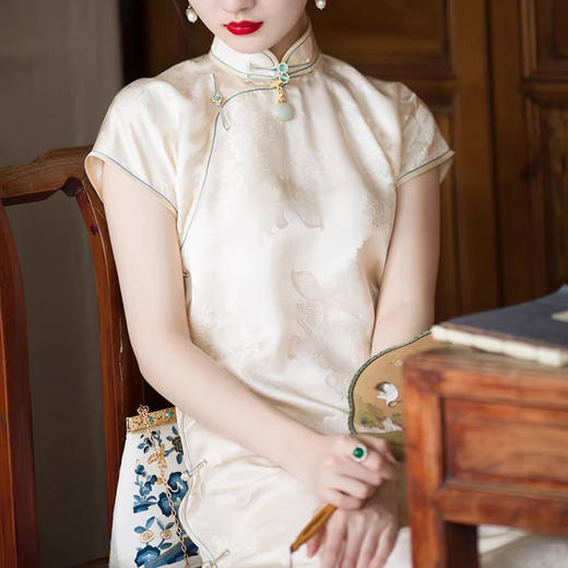 裁缝学苑AS648民国风真丝立领提花旗袍纸样女装修身显瘦裙子样板图纸 商品图1