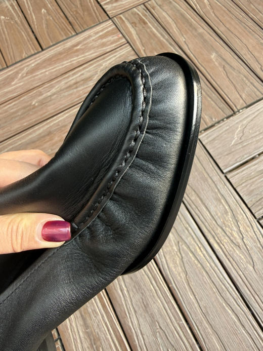 316-3 自留 可踩跟可小跑 3.1粗跟单鞋 小牛皮手工缝马克线 粗跟暴走皮鞋 商品图8