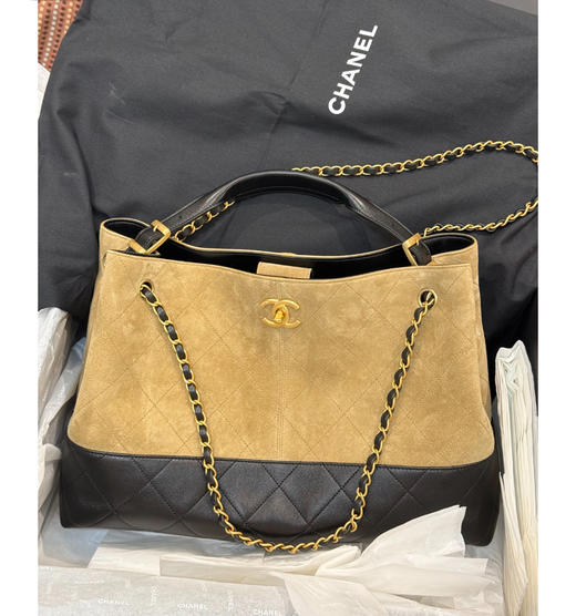 小号麂皮拼色hobo单肩包zo025 商品图0