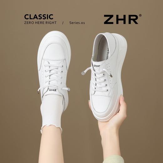ZHR则则皮面两穿厚底小白鞋女2025春秋新款超软通勤休闲鞋真皮鞋 商品图1